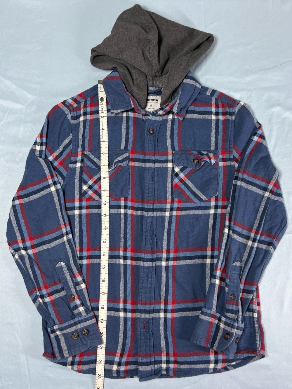 Sonoma Kids Hooded Plaid Button-Up Jacket -size medium